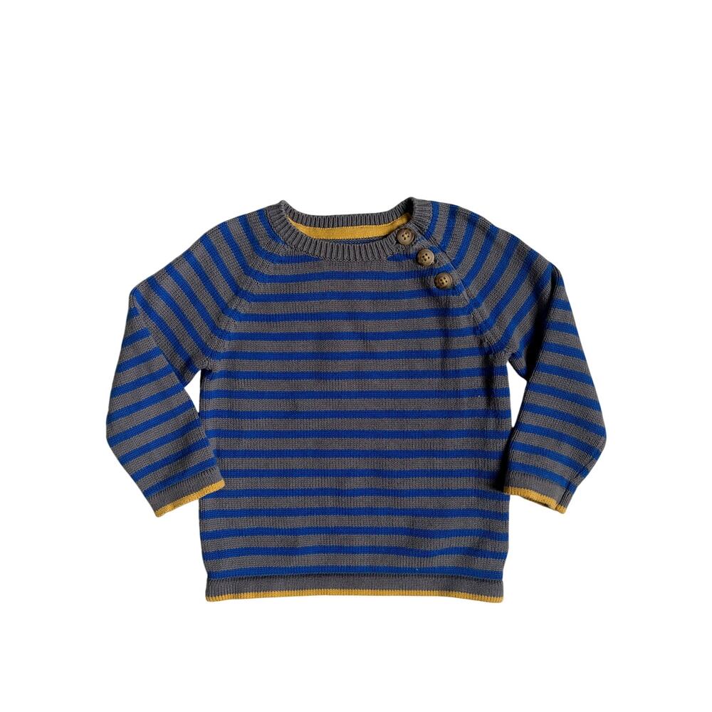 Baby Boden Striped Sweater (Grey & Blue) - 12-18 mos